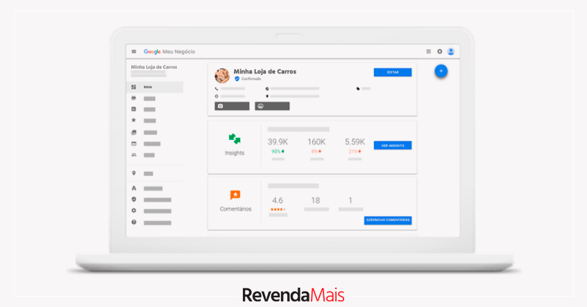 Google Meu Negócio para revenda de carros
